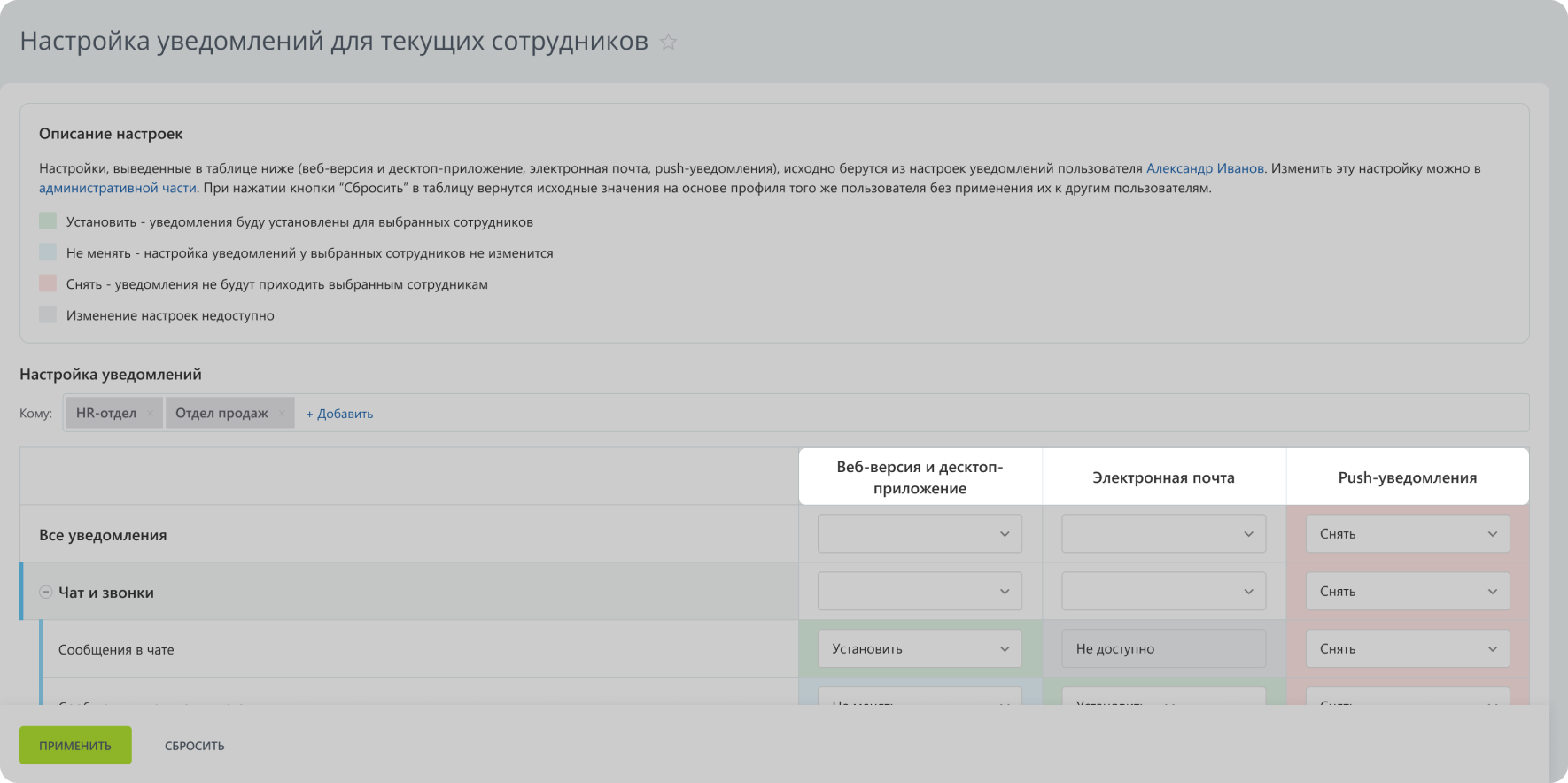 Улей: Настройка уведомлений для всех