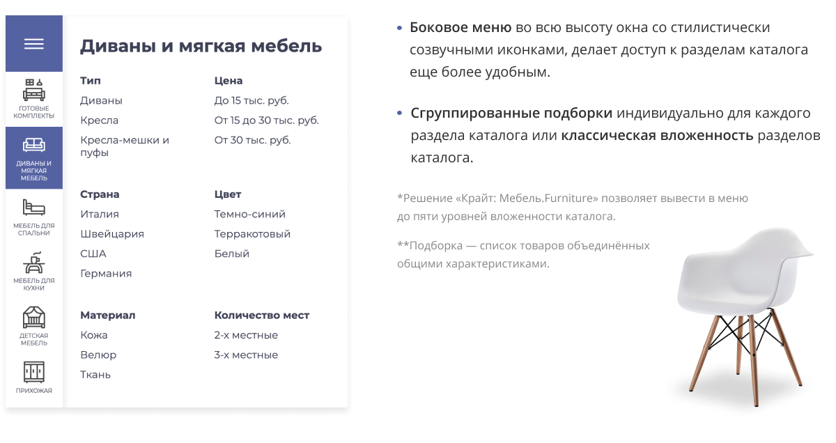 Отраслевой интернет-магазин мебели и мебельных комплектов «Крайт: Мебель.Furniture»
