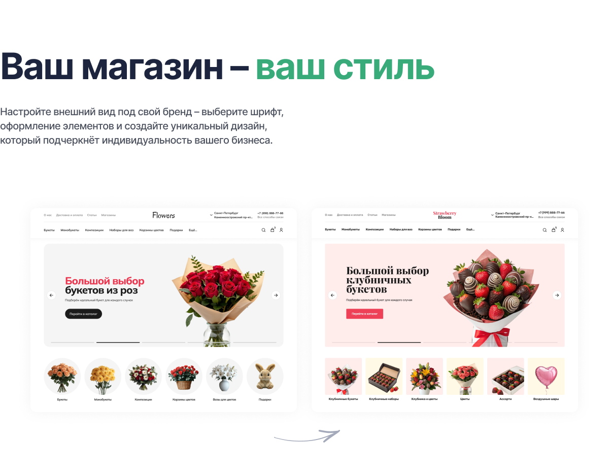 Отраслевой интернет-магазин цветов, букетов и подарков «Крайт: Flowers»