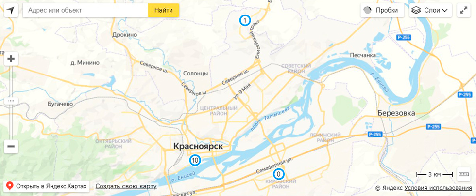 Наличие товара на карте Наличие товара на карте