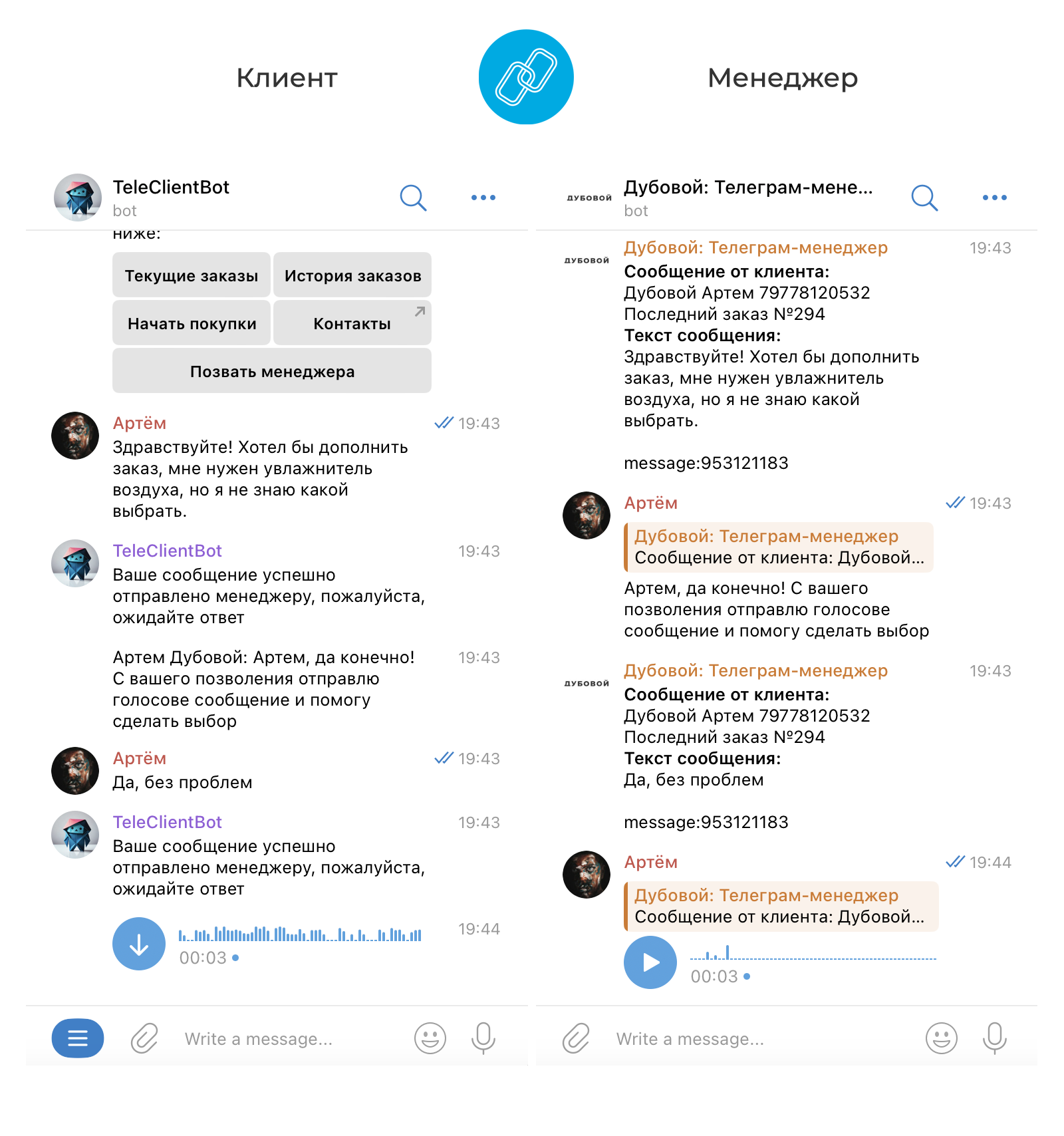 Дубовой: Телеграм менеджер - обработка и распределение заказов через телеграм