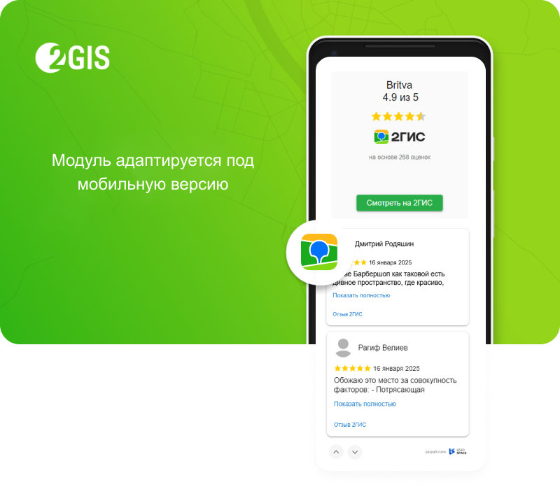 Отзывы с 2ГИС на сайт