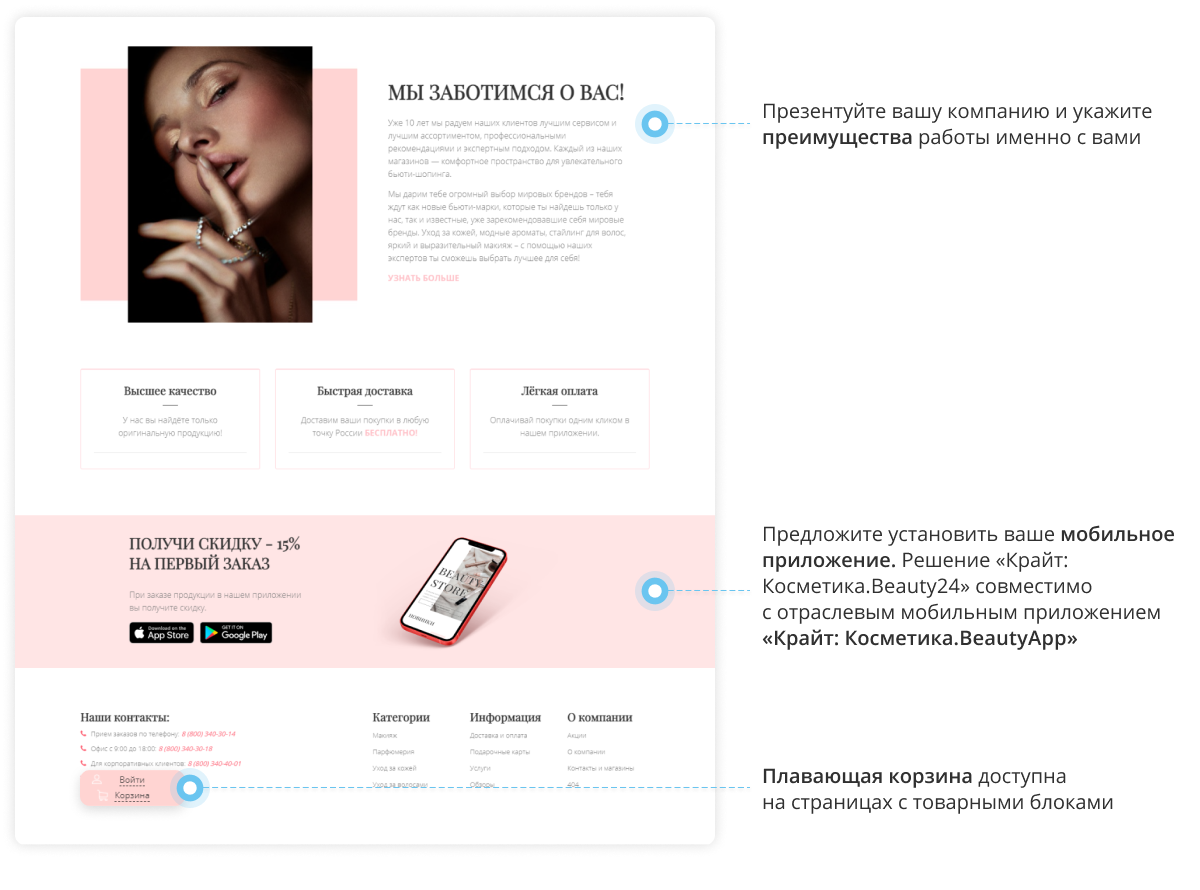 Интернет-магазин косметики и парфюмерии «Крайт: Косметика.Beauty24» с конструктором