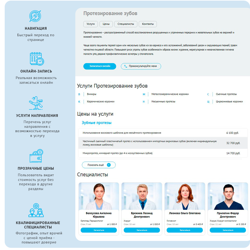DENTAL.MED – сайт Стоматологии с модулем записи 